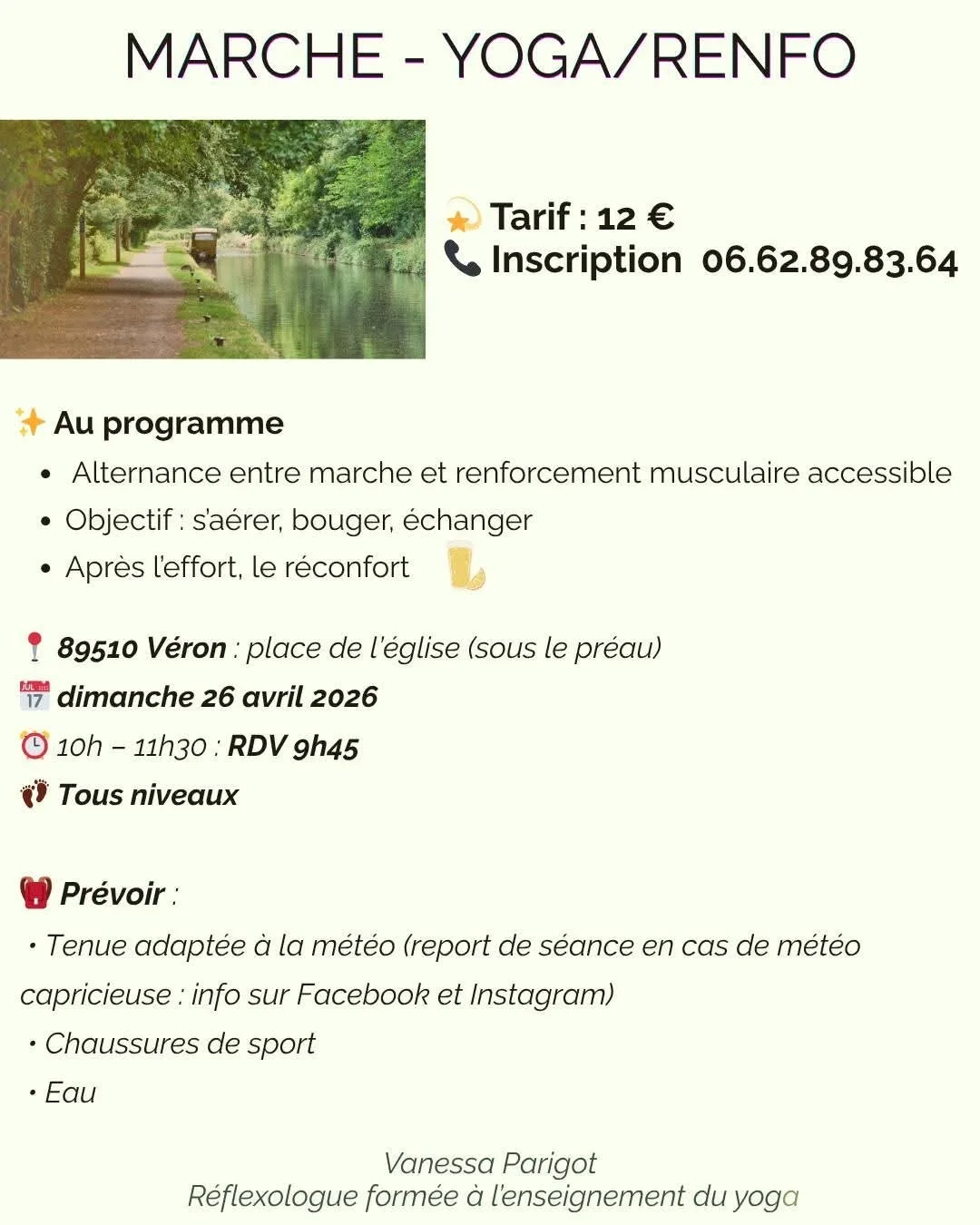 Marche - Yoga/Renfo – Véron (Place de l’Eglise) (affiche de l’événement)