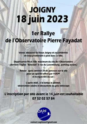 1er Rallye de l'Observatoire Astronomique Pierre Fayadat de Joigny : Venez dcouvrir le Vieux Joigny et ses clbrits en vous promenant  pied dans la ville