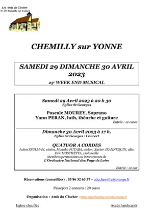 25ème Week-end Musical de Chemilly-sur-Yonne : Concert 