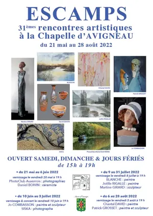 Vernissage de l'exposition de Chantal David (peintre) et Patrick Grosset (peintre et sculpteur) dans le cadre des 31èmes Rencontres Artistiques à Escamps