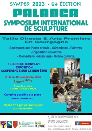 6me Symposium international de Sculpture SYMP89 (taille directe et arts premiers en Bourgogne) : Sculpteurs sur pierre et bois, cramistes, peintres / Exposition collective / Comdiens, musiciens, scne ouverte, confrence