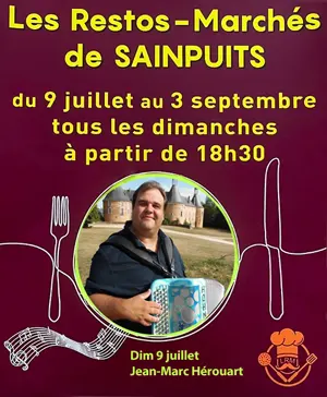 Les Restos-Marchs de Sainpuits : March de producteurs et d'artisans locaux + ambiance et animation musicale assures par Jean-Marc Hrouart + Restauration sur place