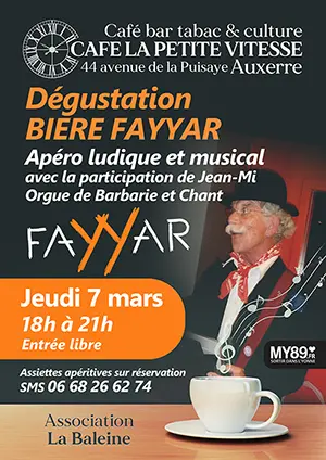 Dégustation Bière Fayyar : apéro ludique et musical avec la participation de Jean-Mi (Orgue de Barbarie et Chant)