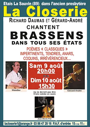 Spectacle : Richard Daumas et Gérard-André chantent Brassens dans tous ses états (chanson française, poésie)