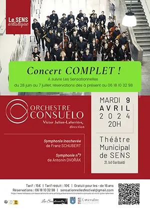 COMPLET // Concert avec l'Orchestre Consuelo (Direction Victor Julien-Laferrire) : Symphonie inacheve de Franz Schubert et 7me symphonie d'Antonn Dvořk
