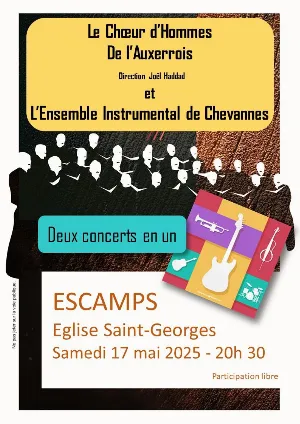 Concert avec le Choeur d'Hommes de l'Auxerrois (direction Joël Haddad) et l'Ensemble Instrumental de Chevannes (2 concerts en un)