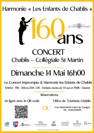Concert avec l'Harmonie Les Enfants de Chablis et Le Concert Impromptu (célèbre quintette à vent) dans le cadre du 160ème anniversaire de le Société Musicale 