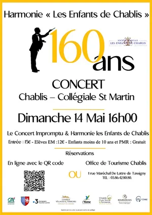 Concert avec l'Harmonie Les Enfants de Chablis et Le Concert Impromptu (clbre quintette  vent) dans le cadre du 160me anniversaire de le Socit Musicale 