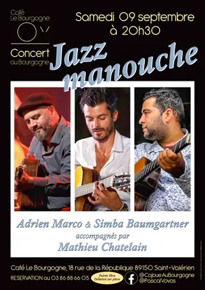 Concert avec Adrien Marco & Simba Baumgartner accompagns par Mathieu Chatelain (swing jazz manouche)