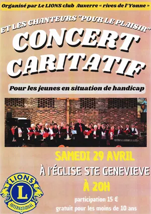 Concert caritatif avec la chorale Les Chanteurs pour le Plaisir au profit de lassociation Handy Art (jeunes en situation de handicap)