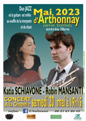 Concert : Duo Jazz avec Katia Schiavone (guitare) et Robin Mansanti (trompette) dans le cadre du Mai d'Arthonnay