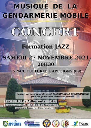 Concert de la formation jazz de la Musique de la Gendarmerie Mobile de Maisons-Alfort / Val-de-Marne (Les plus grands standards du Jazz)
