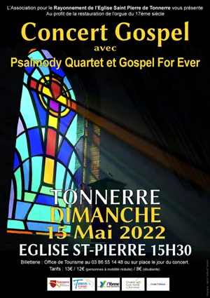 Concert Gospel avec Psalmody Quartet et Gospel For Ever au profit de la restauration de l'orgue du XVIIme sicle