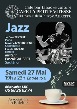 Concert de Jazz : Jrme Tricoire (piano), Maxime Ivachtchenko (contrebasse) et
Claude Juvigny (batterie) invitent Pascal Gaubert (sax tnor)