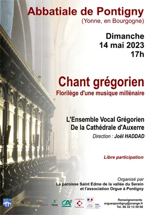 Concert de chant grégorien : Florilège d'une musique millénaire avec l'Ensemble vocal grégorien de la cathédrale d'Auxerre (Direction Joël Haddad) au profit de la restauration de l'orgue