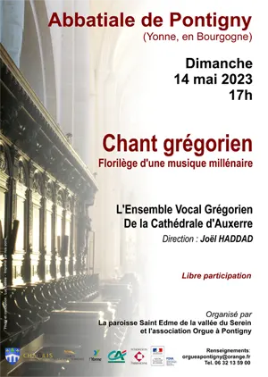 Concert de chant grgorien : Florilge d'une musique millnaire avec l'Ensemble vocal grgorien de la cathdrale d'Auxerre (Direction Jol Haddad) au profit de la restauration de l'orgue