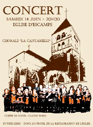 Concert avec la Chorale La Cantarelle dirigée par Claude Doris (cheffe de choeur) au profit de la restauration de l'église (chants sacrés de la renaissance et des chants du monde)