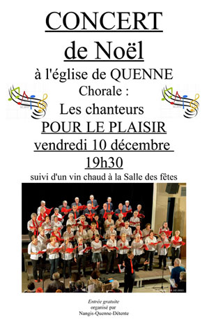 Concert de Nol avec la chorale des chanteurs Pour le Plaisir (chansons franaises) suivi d'un vin chaud