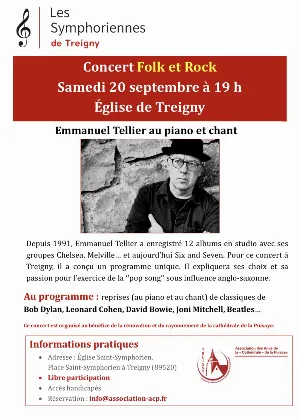 Concert Folk et Rock avec Emmanuel Tellier (piano et chant) : Plongez dans vos souvenirs musicaux ! avec des reprises de classiques de Bob Dylan, Leonard Cohen, David Bowie, Joni Mitchell, Beatles...
