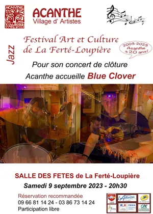 Concert de jazz avec le trio Blue Clover en clture du festival Art et Culture de La Fert Loupire