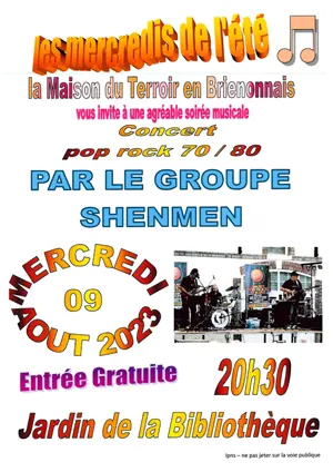 Concert avec le groupe ShenMen (pop rock 70-80) dans le cadre des mercredis de l't