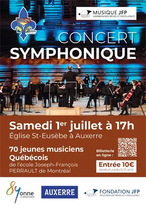 Concert symphonique par l'orchestre de l'cole de musique Joseph-Franois Perrault de Montral (70 musiciens / Oeuvres de Verdi, Sarasate, Schubert, Dvorak, Beethoven, Arensky, Tchakovski, Stravinsky, Khatchatourian...)