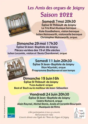 Concert violon et orgue : Pices varies des 19me et 20me sicles (Kreisler, Elgar, Saint-Saens, Gounod, Vitali, Faur, et Prt) par Julien Lecomte (violon) et Denis Chardonnet (orgue)
