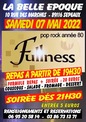 Dner-Concert avec le groupe Fullness (Pop-rock annes 80)
