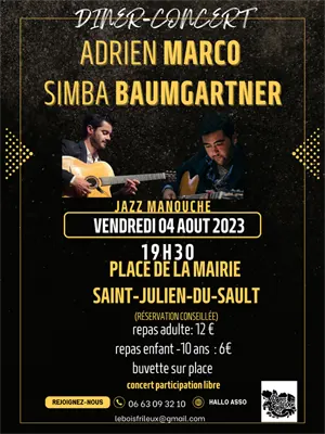 Dner-concert jazz manouche avec Simba Baumgartner et Adrien Marco