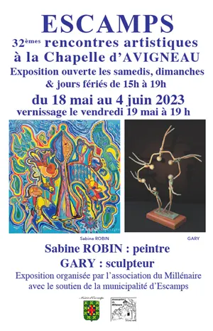 32èmes Rencontres Artistiques à Escamps : exposition de Sabine Robin (peintre) et Gary (sculpteur)