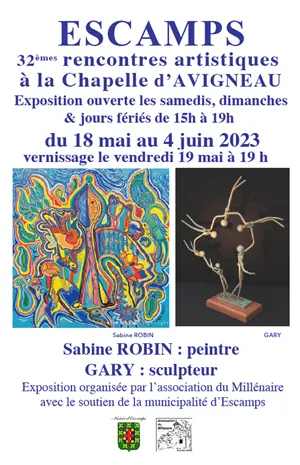 32mes Rencontres Artistiques  Escamps : exposition de Sabine Robin (peintre) et Gary (sculpteur)