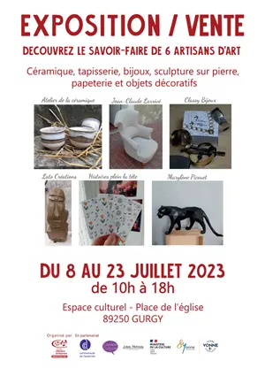 Exposition-Vente : Dcouvrez le savoir-faire de 6 artisans d'art : cramique, tapisserie, bijoux, sculpture sur pierre,
papeterie et objets dcoratifs