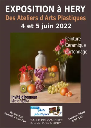 Exposition des Arts Plastiques d'Héry (Peinture, céramique, cartonnage) sur 2 jours / Invité d'honneur : Michel Veray (vernissage à 11h)