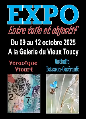 Exposition "Entre toile et objectif" / Véronique Vicart (peintre) et Nathalie Boisseau Contrault (Photographe) / Art abstrait en technique mixte / Photographie Papillon