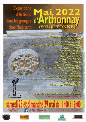 Mai d'Arthonnay (28 et 29 mai) : Expositions d'Artistes dans les granges chez l'habitant (peinture, sculpture, photographie et céramique)