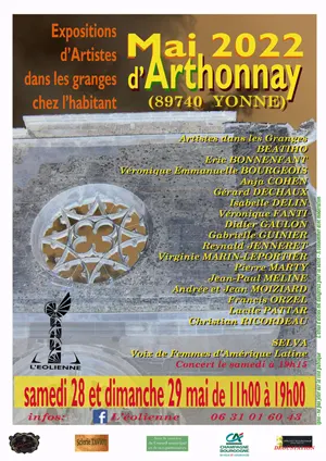 Mai d'Arthonnay (28 et 29 mai) : Expositions d'Artistes dans les granges chez l'habitant (peinture, sculpture, photographie et cramique)