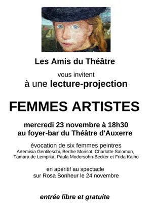 Femmes Artistes : Lecture-projection prsente par les Amis Du Thtre 