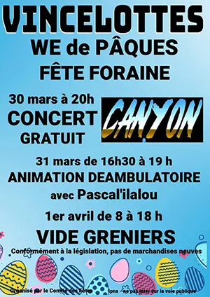 Fte de Pques / Fte foraine sur 3 jours : Concert avec Canyon (pop rock)