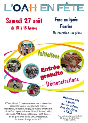 L'OAH en fte ! (initiations et dmonstrations de handball, football, rugby, football amricain, tir  larc, speedminton, billard, futnet, vlo de route, VTT, boxe, ptanque, golf-foot...)