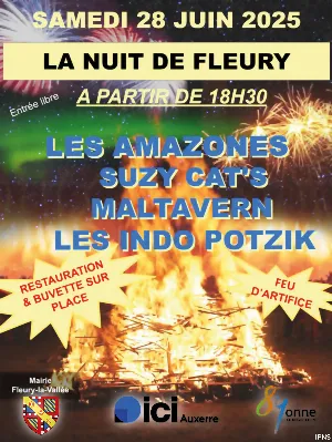 La Nuit de Fleury : concerts avec Les Amazones + Suzy Cat's + Maltavern + Les Indo Potzik et grand Feu d'artifice