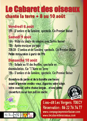 Le Cabaret des oiseaux chante la Terre : Balade au fil des feuilles, spectacle en déambulation + Spectacle de contes "D'ombre et de lumière" avec la Compagnie Premier baiser