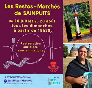 Les Restos-Marchés de Sainpuits : Marché de producteurs et d'artisans locaux avec animations musicales et restauration sur place