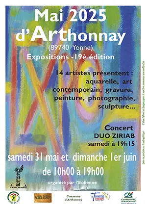 Vernissage de Mai d'Arthonnay (19ème édition sur 2 jours) : Expositions de 14 artistes dans les granges chez l'habitant (aquarelle, art contemporain, gravure, peinture, photographie, sculpture...)
