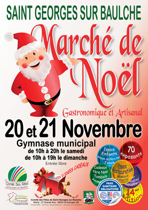 14ème Marché de Noël : marché gastronomique et artisanal avec plus de 70 exposants (espace enfant, cadeaux, tombola, animations, restauration et Père Noël)