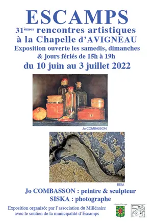 31mes Rencontres Artistiques  Escamps : exposition de Jo Combasson (peintre et sculpteur) et Siska (photographe)