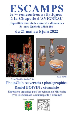 31èmes Rencontres Artistiques à Escamps : exposition du PhotoClub Auxerrois (photographies) et Daniel Boivin (céramiste)