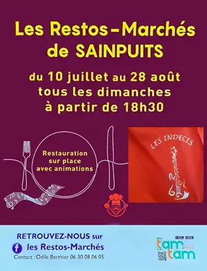 Les Restos-Marchs de Sainpuits : March de producteurs et d'artisans locaux avec concert des Indcis +  atelier pour enfants 