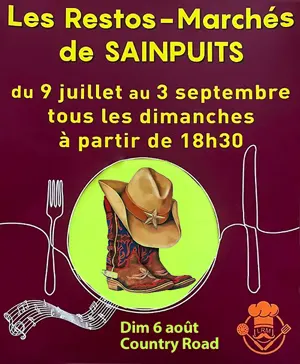 Les Restos-Marchs de Sainpuits : March de producteurs et d'artisans locaux + ambiance et animation musicale assures par le groupe Country Road + Restauration sur place