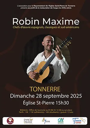 Concert de guitare avec Robin Maxime (chefs-d’œuvre espagnols, classiques et sud-américains) au profit de la restauration de l'orgue du 17ème siècle