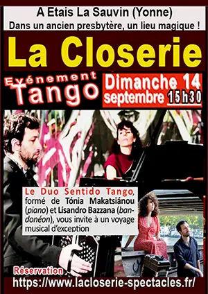 Concert avec le Duo Sentido Tango (tango, piano, bandonéon / musique du monde)